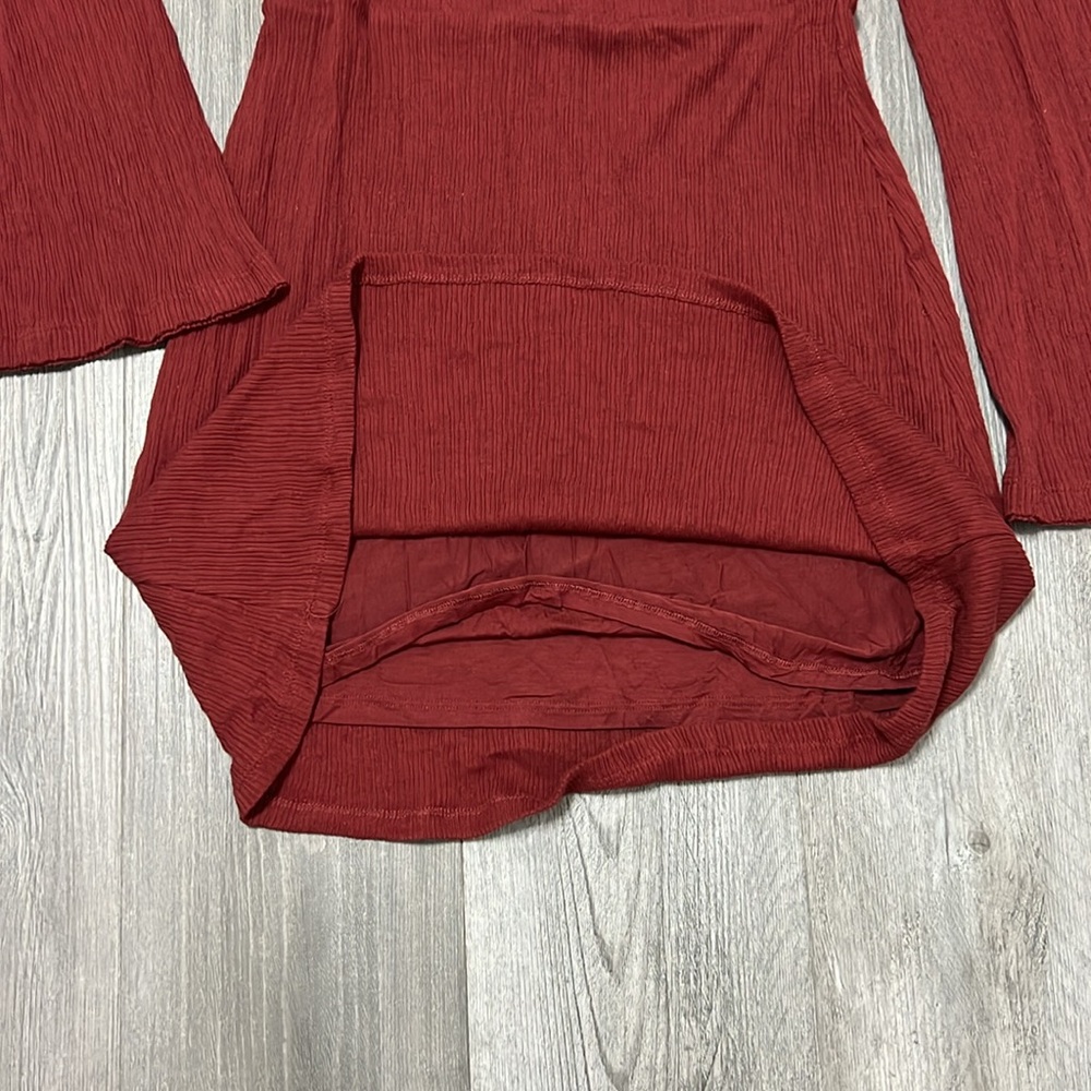 Free People ribbed long sleeve dress/open back/ brown-burnt orange /size M /NWT - Picture 8 of 12
